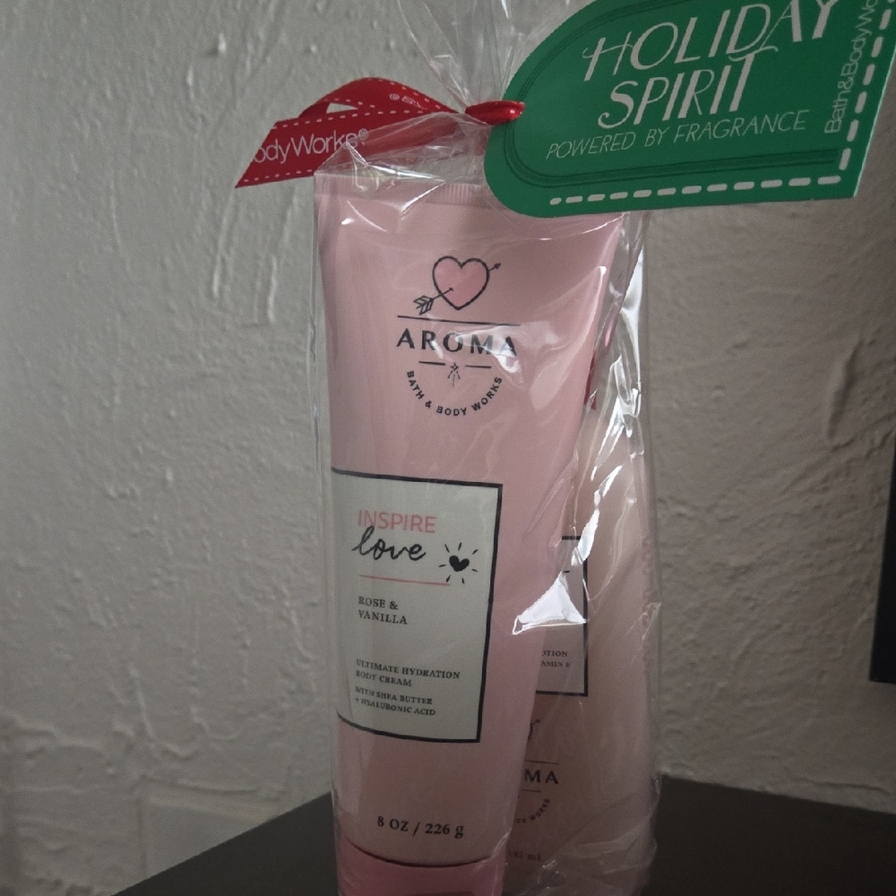 Bath & Body Works Aroma Inspire Love Body Cream And Body Lotion - Soft Pink